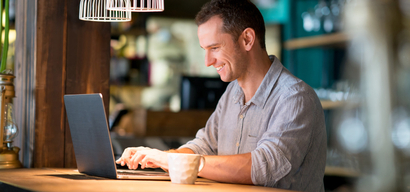 a man using his computer